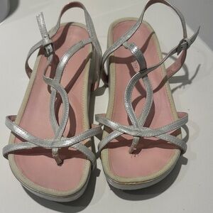 Taryn Rose Silver and Pink Strappy Sandals